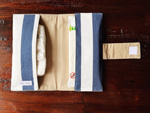 Load image into Gallery viewer, Navy Blue and White Vertical Stripe Diaper Clutch
