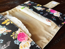 Load image into Gallery viewer, Diaper Clutch Dark Floral Personalized Baby Shower Gift
