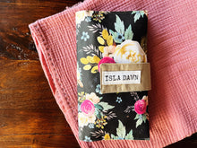 Load image into Gallery viewer, Diaper Clutch Dark Floral Personalized Baby Shower Gift
