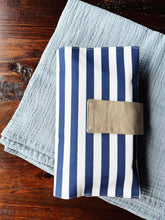 Load image into Gallery viewer, Navy Blue and White Striped Diaper Clutch
