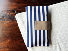 Load image into Gallery viewer, Navy Blue and White Striped Diaper Clutch
