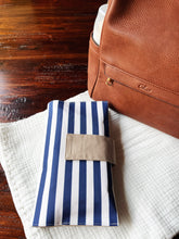 Load image into Gallery viewer, Navy Blue and White Striped Diaper Clutch
