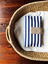 Load image into Gallery viewer, Navy Blue and White Striped Diaper Clutch
