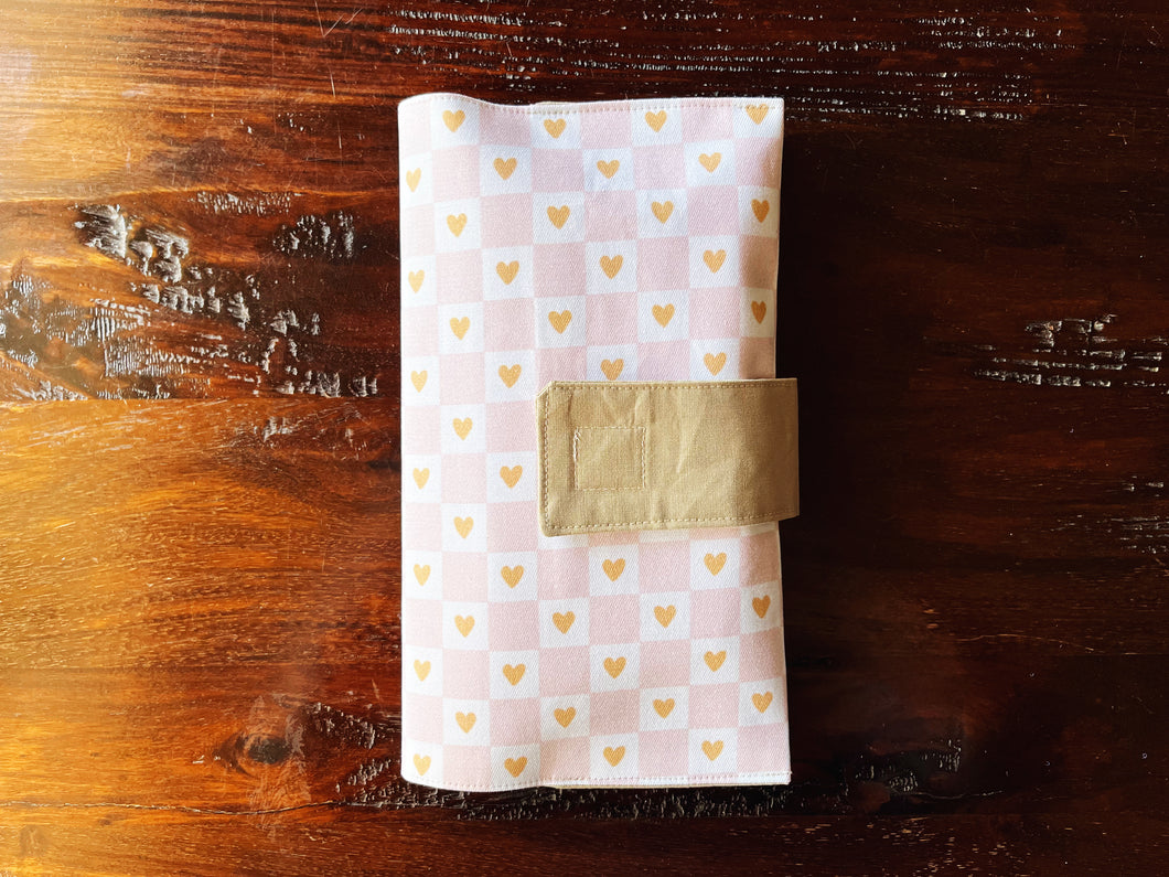 Pink Checkered Hearts Diaper Clutch