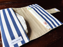 Load image into Gallery viewer, Navy Blue and White Striped Diaper Clutch
