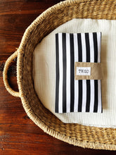 Load image into Gallery viewer, Black and White Vertical Striped Diaper Clutch
