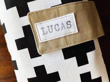 Load image into Gallery viewer, Black and White Swiss Cross Diaper Clutch
