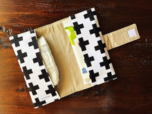 Load image into Gallery viewer, Black and White Swiss Cross Diaper Clutch
